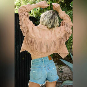 NWT Blank NYC Vegan Suede Fringe Moto Jacket Sz M